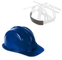 Kit capacete plt plastcor polietileno selo inmetro azul escuro c.a 31469 + carneira plastcor polietileno