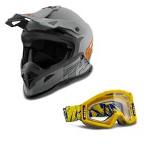 Kit Capacete Pro Tork Fast 788 Grey Fosco + Óculos Pro Tork Blast Amarelo