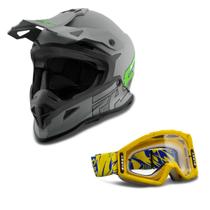 Kit Capacete Pro Tork Fast 788 Grey Fosco + Óculos Pro Tork Blast Amarelo