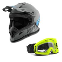 Kit Capacete Pro Tork Fast 788 Grey Fosco + Óculos Pro Tork Blast Fluor - Preto