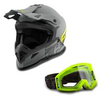 Kit Capacete Pro Tork Fast 788 Grey Fosco + Óculos Pro Tork Blast Preto - Verde