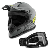 Kit Capacete Pro Tork Fast 788 Grey Fosco + Óculos Pro Tork Blast