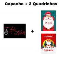 Kit Capacho Divertido Natal + 2 Quadros Decorativos Natal