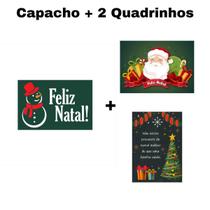 Kit Capacho Divertido Natal + 2 Quadros Decorativos Natal