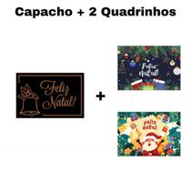 Kit Capacho Divertido Natal + 2 Quadros Decorativos Natal
