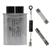Kit Capacitor Microondas 0,70uF 2100Vac EPX + Diodo CL01-12 + Fusível Cerâmica + Fusível Vidro