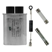 Kit Capacitor Microondas 0,90uF 2100Vac EPX + Diodo CL01-12 + Fusível Cerâmica + Fusível Vidro