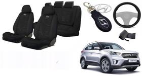 Kit Capas Aconchego Premium Creta 14-24 + Volante + Chaveiro
