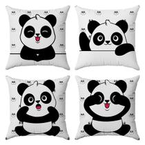 Kit Capas Almofadas Decorativas Panda Feliz 45x45 - ID Decor