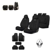 kit capas automotiva para banco em tecido grosso original + tapete e pedal esporte para Clio 2002