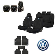 kit capas automotiva para banco em tecido grosso original + tapete e pedal esporte para fox 2013