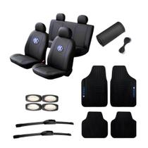 Kit Capas Banco Couro Carro Volkswagen Tapete Palheta gol quadrado polo golf voyage
