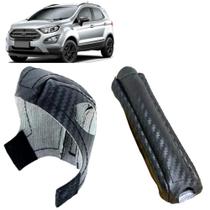 Kit Capas Carbon Manopla Câmbio Automático E Alavanca Freio de Mão Ecosport 2013 À 2019