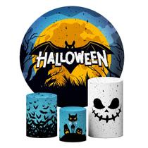 Kit Capas Cilindro Halloween + Painel 1,50 Redondo Sublimado - Decoraset