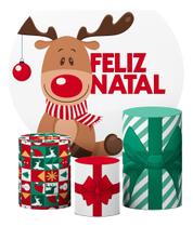 Kit Capas Cilindro Temas Variados Natal + Painel Redondo 1,5 - Decoraset
