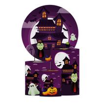 Kit Capas Cilindros + Painel Tecido Sublimado Halloween