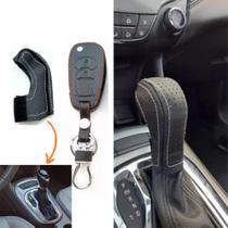 Kit Capas Couro Câmbio Automático + Chave Canivete Cruze G2 2017 2018 2019 2020 2021 2022 2023