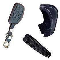 Kit Capas Couro Chave Presencial e Manopla Câmbio Automático e freio Creta Attitude 2017 à 2021