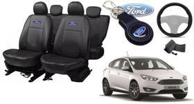 Kit Capas Couro Ford Focus 2013-2015 + Volante e Chaveiro - Design Exclusivo