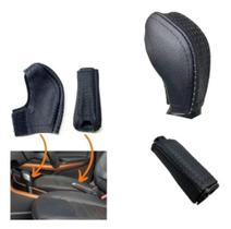 Kit Capas Couro Manopla Câmbio Automático e Freio de Mão Ecosport Freestyle 2018 2019 2020 2021