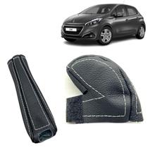 Kit Capas Couro Manopla Câmbio Manual E Alavanca Freio de Mão Peugeot 208 2013 À 2020 Kit Capas Couro Manopla Câmbio Manual E Alavanca Freio de Mão Peugeot 208 2013 À 2020