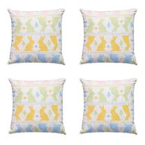 Kit Capas De Almofada Decorativa Pascoa Coelho Colorido