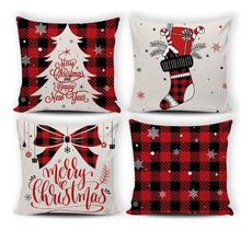 Kit Capas De Almofada Magia Natalina Xadrez Várias Estampas