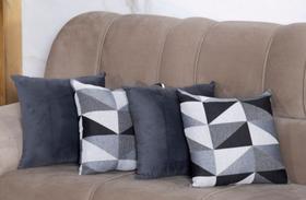 Kit Capas de Almofada Suede e Jacquard Decorativas Jogo 04 Peças Para Sala e Quarto