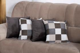 Kit Capas de Almofada Suede e Jacquard Decorativas Jogo 04 Peças Para Sala e Quarto
