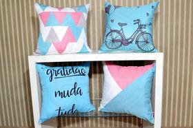 Kit capas de almofadas 4 pçs - gratidão muda tudo