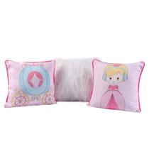 Kit Capas de Almofadas Decoração Princess Rosa e Branco Plush 03 Peças 45cm x 45cm Quarto Princesa Menina Infantil Kit Capas de Almofadas Decoração Princess Rosa e Branco Plush 03 Peças 45cm x 45cm Quarto Princesa Menina Infantil