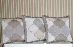 Kit Capas de Almofadas Rústico Dupla Face 3 Peças - Caqui Geometrico