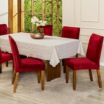 Kit Capas de Cadeira Jantar Lisa Splendore Ajustável com Elástico 06 Peças Tecido Veludo Decoração Luxo Para Cozinha
