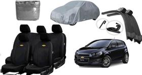 Kit Capas de Couro e Limpador de Para-brisa Sonic 2012-2014