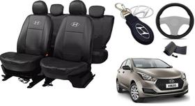 Kit Capas de Couro Hyundai HB20 2014 + Capa de Volante + Chaveiro Hyundai