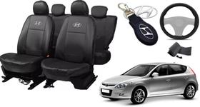 Kit Capas de Couro Hyundai i30 2011 + Capa de Volante + Chaveiro Hyundai