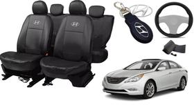 Kit Capas de Couro Hyundai Sonata 2010 + Capa de Volante + Chaveiro Hyundai