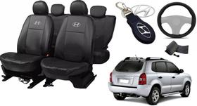 Kit Capas de Couro Hyundai Tucson 2008 + Capa de Volante + Chaveiro Hyundai