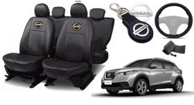 Kit Capas de Couro Nissan Kicks 2016 + Capa de Volante + Chaveiro Nissan