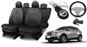 Kit Capas de Couro Nissan Kicks 2022 + Capa de Volante + Chaveiro Nissan
