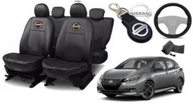 Kit Capas de Couro Nissan Leaf 2017 + Capa de Volante + Chaveiro Nissan