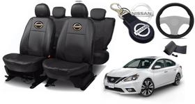 Kit Capas de Couro Nissan Sentra 2015 + Capa de Volante + Chaveiro Nissan