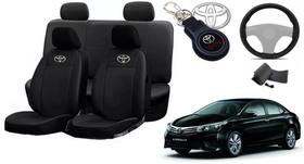 Kit Capas de Couro Toyota Corolla 2016 + Capa de Volante + Chaveiro Toyota