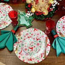 Kit Capas de Sousplat Supla Com Guardanapos e Porta Guardanapos Para Mesa de Natal