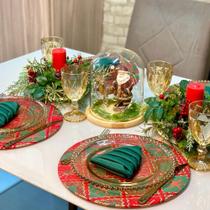 Kit Capas de Sousplat Supla com Guardanapos Modelo Natal com Brilho