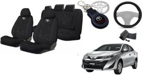 Kit Capas Estofadas Personalizado Tecido Yaris Sob Medida 18-24 + Volante + Chaveiro