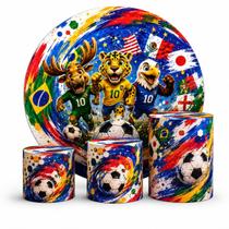 Kit Capas Painel Redondo 1,50m e Capas Trio Cilindros Futebol Seleções Rumo ao Hexa Lançamento 2026 Kit Capas Painel Redondo 1,50m e Capas Trio Cilindros Futebol Seleções Rumo ao Hexa Lançamento 2026