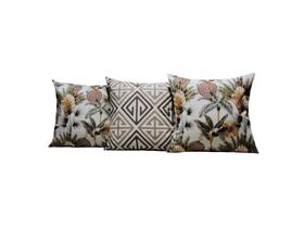 Kit Capas para Almofadas 55 x 55 Estampadas Tecido Algodão Conjunto 3 Peças Nallu Decor Kit Capas para Almofadas 55 x 55 Estampadas Tecido Algodão Conjunto 3 Peças Nallu Decor