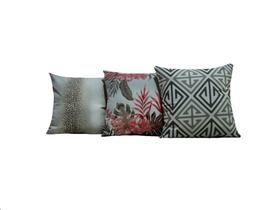 Kit Capas para Almofadas 60x60 Tecido Estampado Tulum Conjunto 3 Peças - Nallu Decor Kit Capas para Almofadas 60x60 Tecido Estampado Tulum Conjunto 3 Peças - Nallu Decor