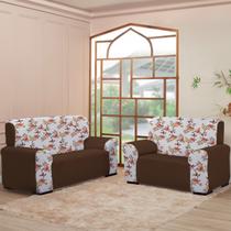 Kit Capas para Sofá 2 e 3 Lugares Coladinha Floral Mista Proteção e Estilo na Sua Sala